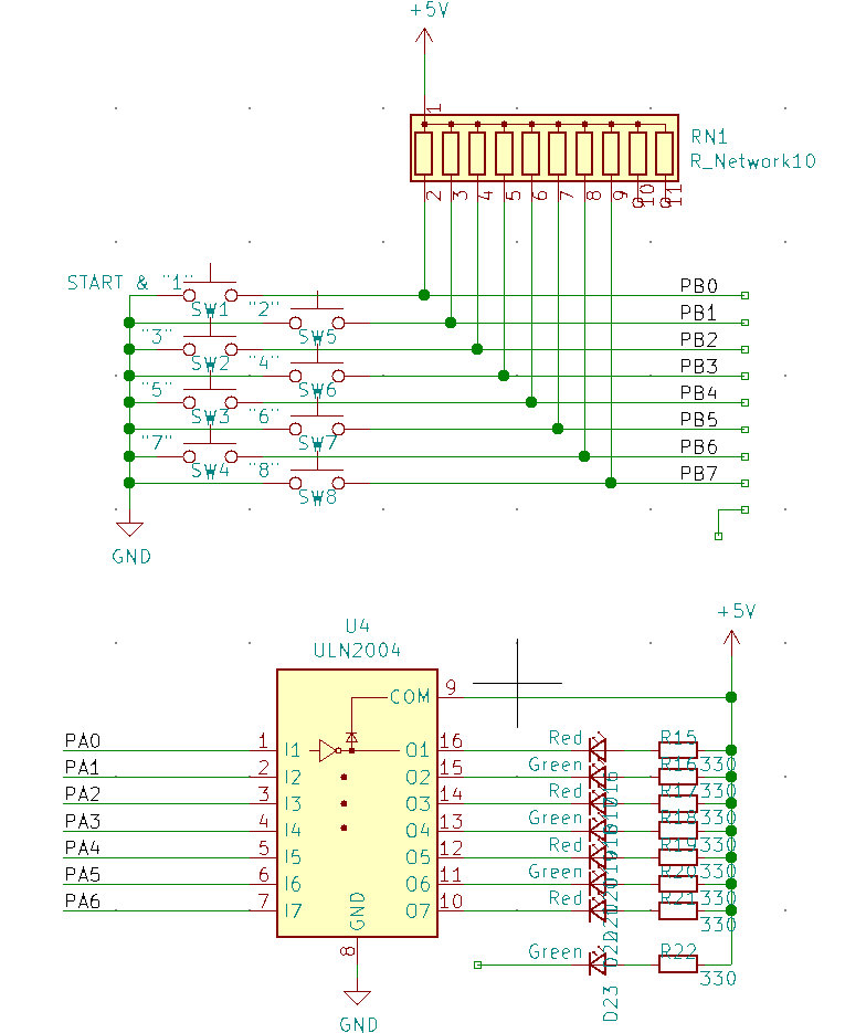 KiCAD partial schema of 
  the poker game